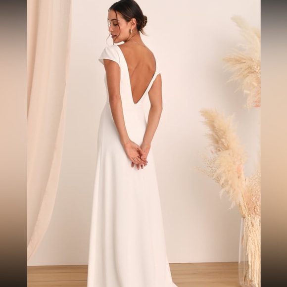 Lulus Radiance of Love White Cap Sleeve Backless Dress - Picture 1 of 5